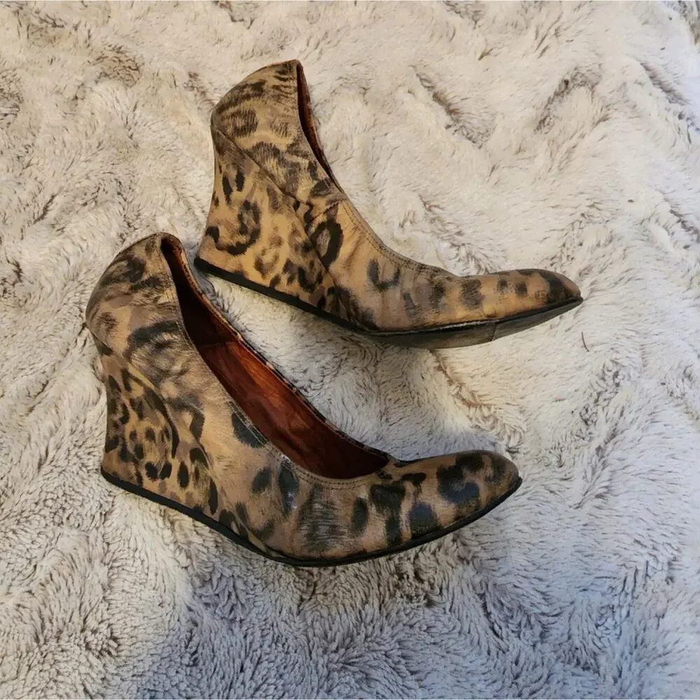 LANVIN ANIMAL PRINT BROWN/BEIGE/BLACK PLATFORM SIZE 9